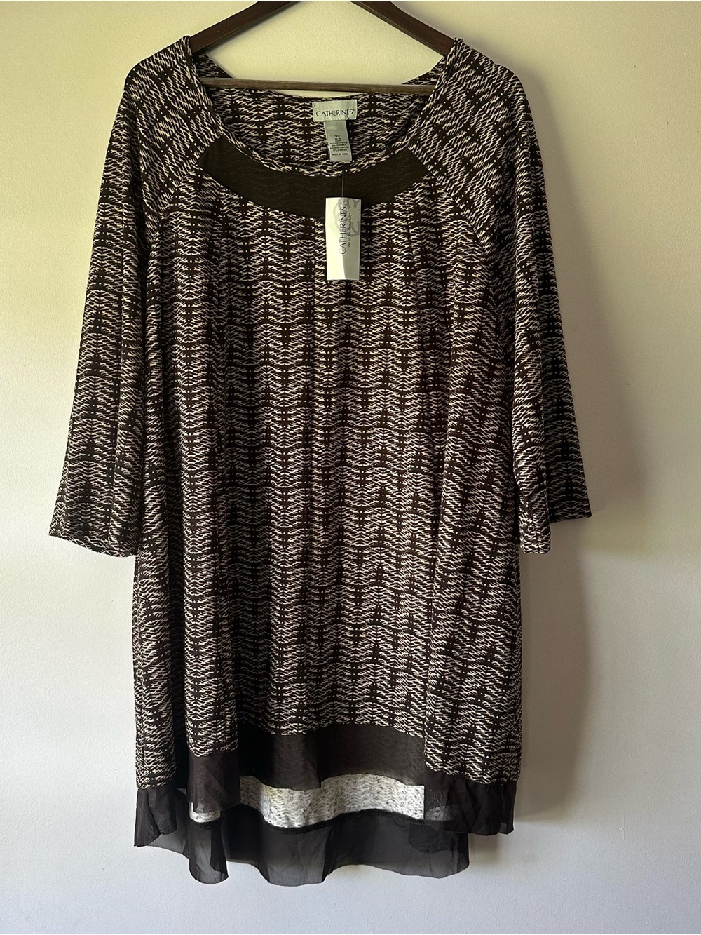 NWT Catherine’s Brown/Beige 3/4 Sleeve 3X
